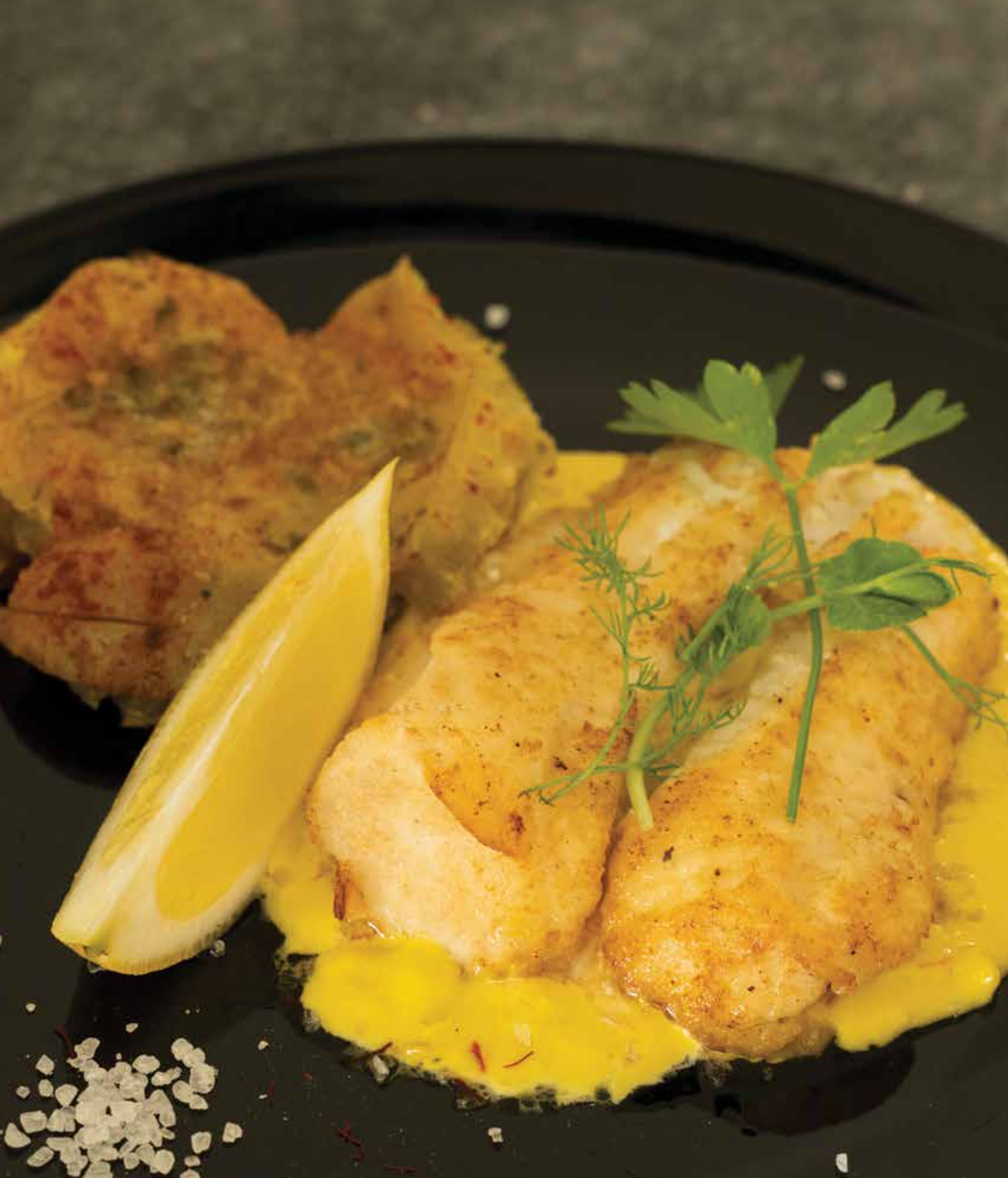panfried fish with saffron cream sauce Tangleby Gardens