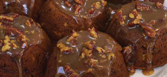 sticky date & apple puddings with pecan butterscotch sauce