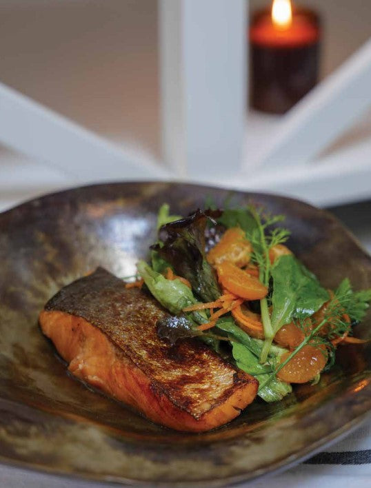 Asian salmon and salad