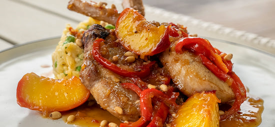 pork cutlets with chilli peaches