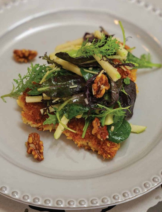 Chicken milanese with green apple salad