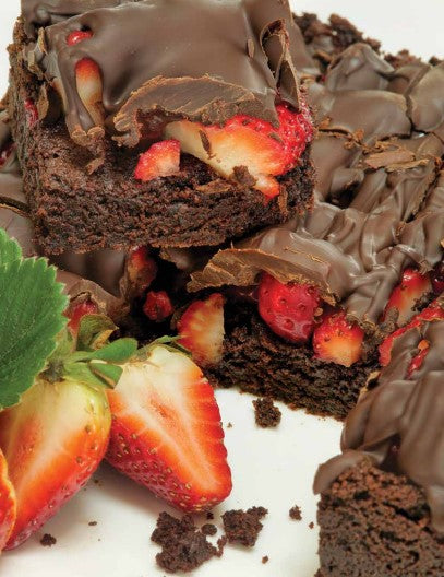 Chocolate and strawberry brownie