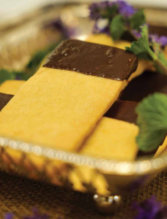 Chocolate-dipped lemon shortbread