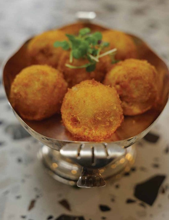 Potato, cheese and bacon balls