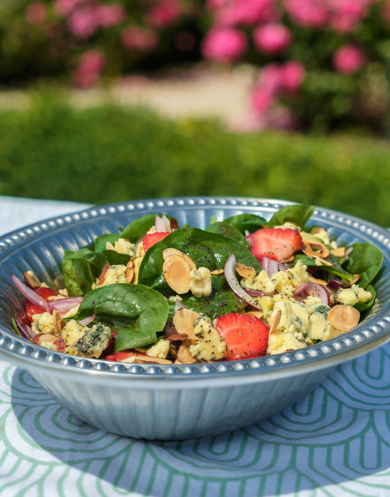 Strawberry Avocado Spinach and Blue Cheese Salad