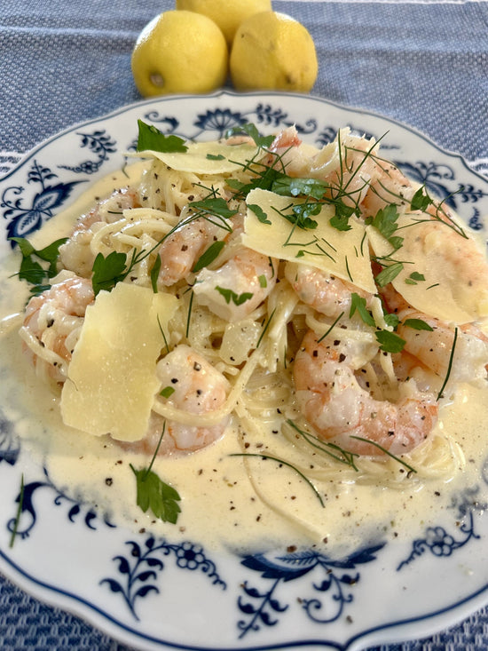 Creamy Garlic & Lemon Prawn Spaghetti