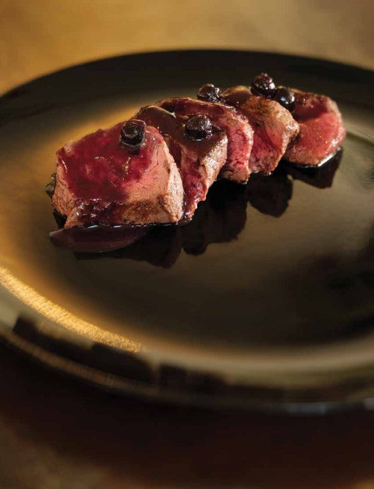 Venison with port and blueberry sauce